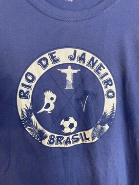 Rio de Janeiro Graphic T-Shirt Blue Size Large Unisex